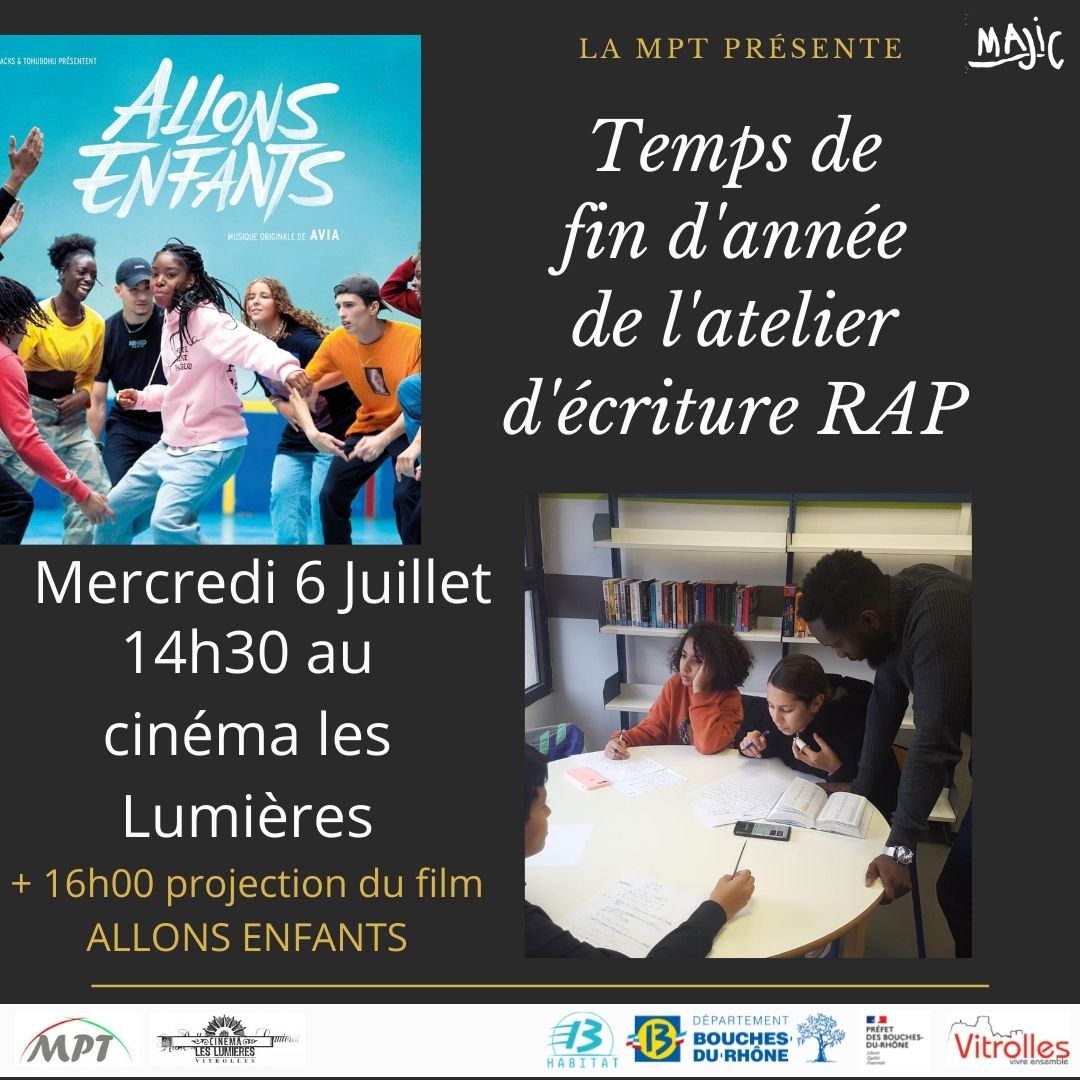 Temps de fin d'année de l'atelier d'écriture RAP au cinéma les Lumières